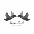 Flat twin bird vector logo template