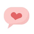 Illustration icon of pink message notification with heart.