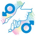 Illustration of an icon symbol hands holding each other, homosexual male couple. Ideal for catalogs, newsletters material Royalty Free Stock Photo