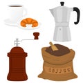 Illustration icon on theme big colored set different types kettle