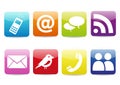 Illustration of icons used for smartphone applications on a white background
