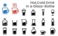 Illustration icons vector sets of Hot and Cold drink in a cup glass and bottle Royalty Free Stock Photo