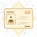 Illustration of an Identification Card with a Portrait and Decorative Elements Royalty Free Stock Photo