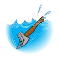 Illustration idiom an axe in water.