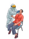 Illustration of a man is being tested for a swab Royalty Free Stock Photo