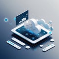 illustration image of futuristic technology with serverless computing system