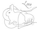 Illustration image of sketch rabbit love