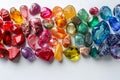 Illustration of image of various gemstones scattered around the border, with some in focus and others blurred to create dept