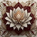 Illustration of an imaginary lotus flower on a white wall. Ai generated Royalty Free Stock Photo