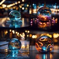 set magic balls colored translucent glass