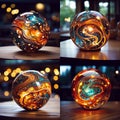 set magic balls colored translucent glass