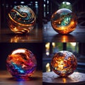 set magic balls colored translucent glass