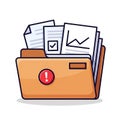 Illustration of an important folder with documents and warning sign Royalty Free Stock Photo