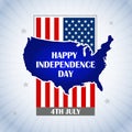 Independence day of USA with geographical map