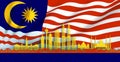 Illustration independence anniversary celebration national day in Malaysia flag background