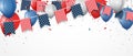 Independence day bunting flags with american confetti and ribbon