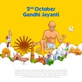 India background with Nation Hero and Freedom Fighter Mahatma Gandhi for Gandhi Jayanti