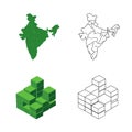 Illustration of india map and blocks, representing geography, data, structure, and organization in a simple and clean design Royalty Free Stock Photo