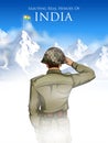 Indian Army soilder saluting falg of India with pride Royalty Free Stock Photo