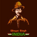 Indian background with Nation Hero and Freedom Fighter Bhagat Singh on isolated white backdrop