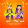 illustration of Indian festival celebration greeting card for the New Year\'s Day Ugadi (Gudi Padwa, Yugadi) Royalty Free Stock Photo