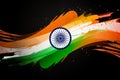 Illustration of Indian flag made with strokes on black background Royalty Free Stock Photo