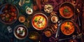 Illustration of Indian national food. View from above.Generative AI