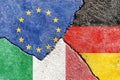 Illustration indicating the political conflict between EU-Italy-Germany