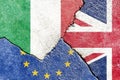 Illustration indicating the political conflict between Italy-EU-UK