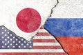 Illustration indicating the political conflict between Japan-USA-Russia