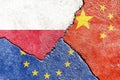 Illustration indicating the political conflict between Poland-EU-China