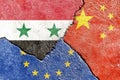 Illustration indicating the political conflict between Syria-EU-China