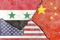 Illustration indicating the political conflict between Syria-USA-China