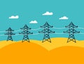 Illustration of industrial power lines in flat