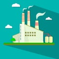 Illustration of industrial power plant in flat