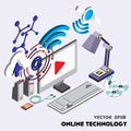 Illustration of info graphic online technology icons set concept Royalty Free Stock Photo