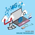 Illustration of info graphic online technology icons set concept Royalty Free Stock Photo