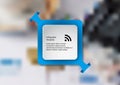 Illustration infographic template with blue rectangle with white paper sheet in front