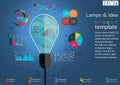 Vector illustration Infographic template Business modern Idea and Concept with lamp,hand,icon,graph,Magnifier.