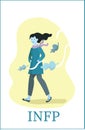 Illustration of INFP concept depicting a woman walking in the park.