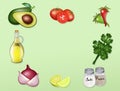Ingredients for the guacamole sauce recipe Royalty Free Stock Photo