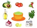 Ingredients for the guacamole sauce recipe Royalty Free Stock Photo