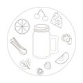 Illustration with the ingredients for a smoothie