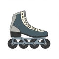 Illustration of an inline skate featuring a high-ankle blue boot with white laces. The boot Royalty Free Stock Photo