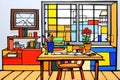 Illustration home table interior background interior room Royalty Free Stock Photo