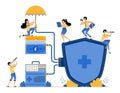 Illustration of integrated health protection for patients in guaranteeing payment medicines services. Vector design can be use for