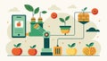 An illustration of an integrated smart farming system where data collected from automated fruit sorters is used to