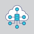 Illustration of interconnected cloud computing and network storage system Royalty Free Stock Photo