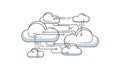 An illustration of interconnected cloud computing technology on a white background Royalty Free Stock Photo