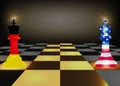 USA,German flag on chess king.Illustration of German,American bilateral relationship Royalty Free Stock Photo